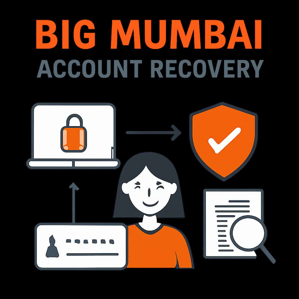 An illustration demonstrating the steps for recovering a Big Mumbai account.