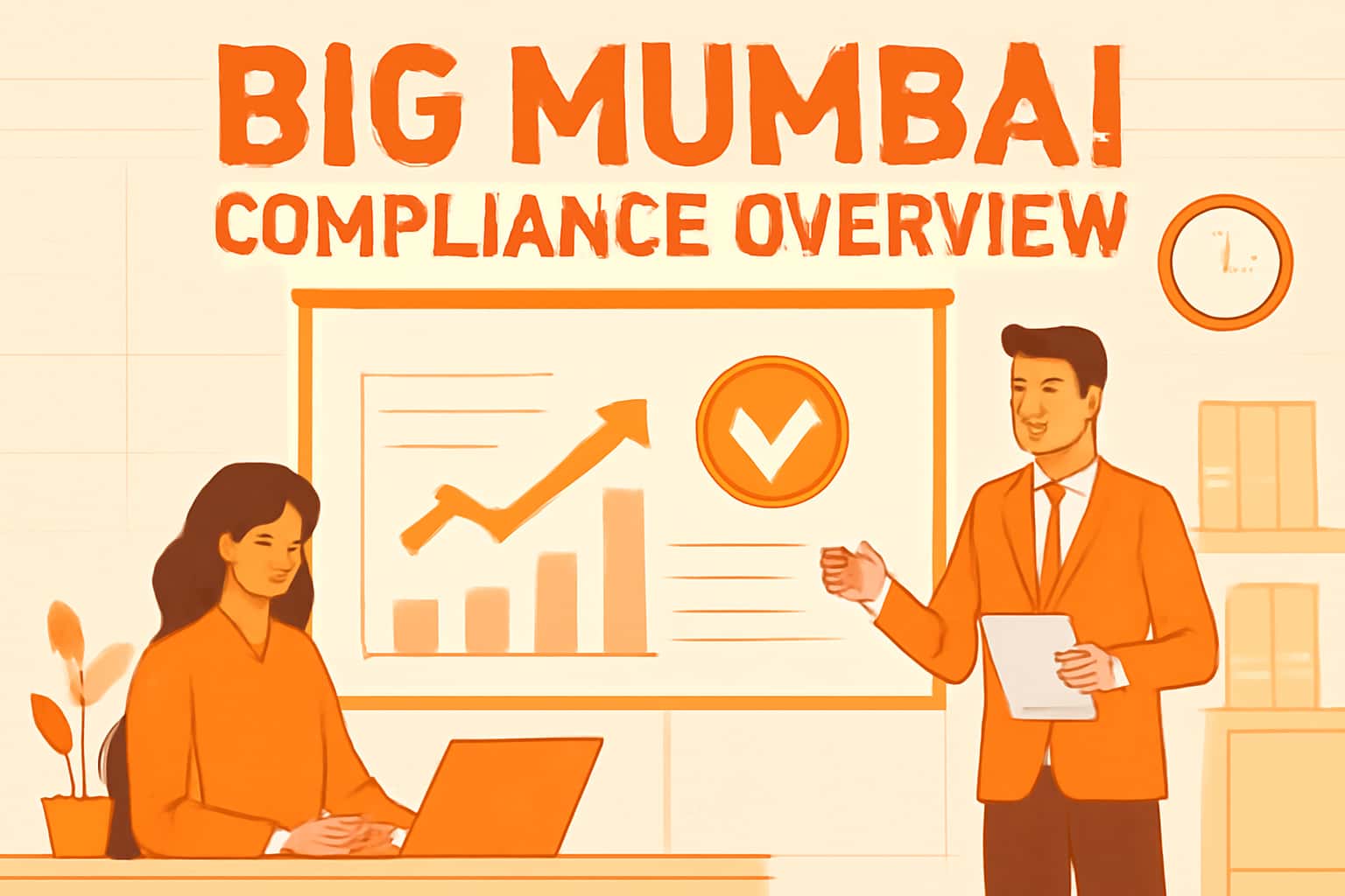 An informational graphic illustrating the Big Mumbai Compliance Overview with #ff6600 accents.