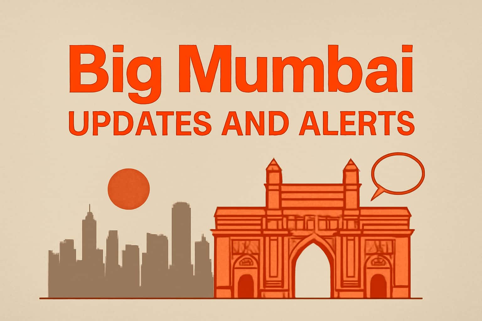 An informative scene showcasing the text 'Big Mumbai Updates and Alerts' in a high-tech setting.