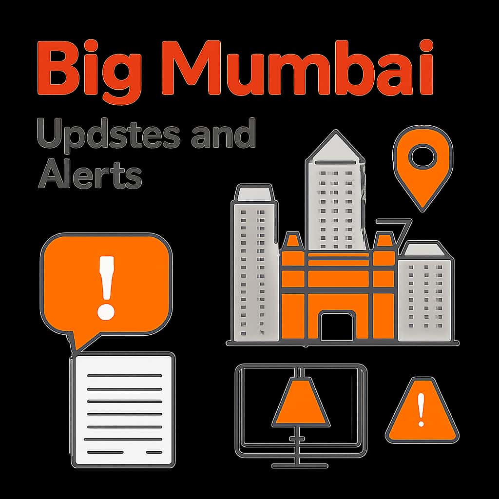 An educational diagram about the functionalities of Big Mumbai Updates and Alerts.