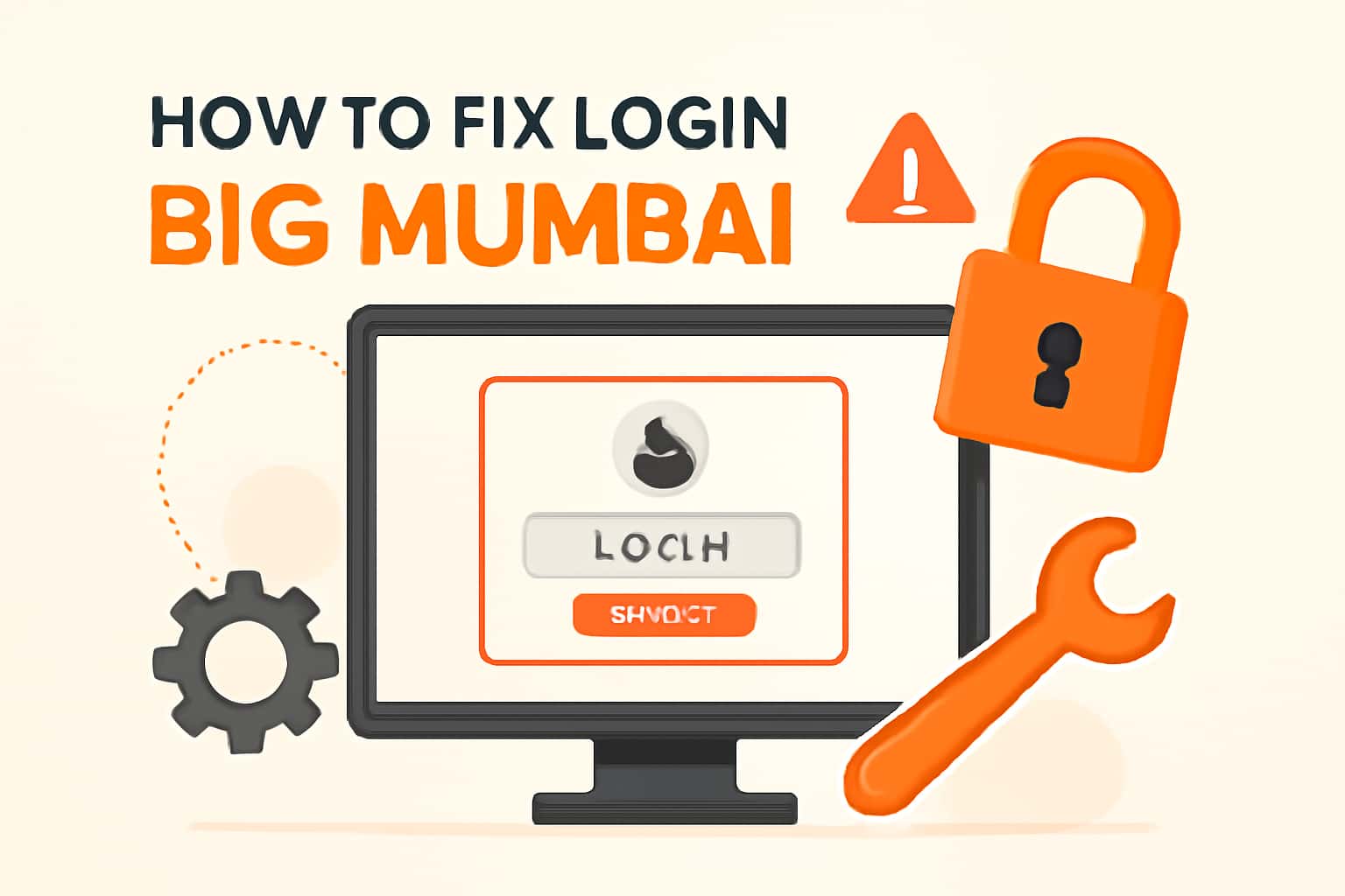 A futuristic landscape with the text 'How to Fix Login Big Mumbai' prominently displayed.